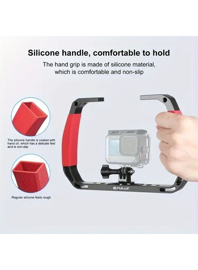 Blue Dual Silicone Handles Aluminum Alloy Underwater Diving Rig for GoPro DJI OSMO Action Insta360 Action Cameras - Image 3